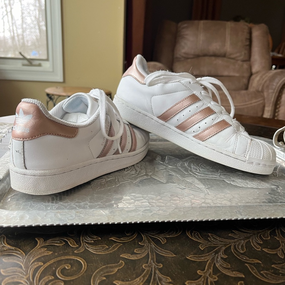 Women's Adidas Originals Superstar Rose Gold Metallic Sneakers